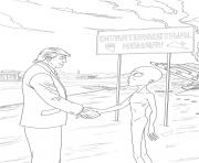 Printable donald trump extraterrest meeting coloring pages